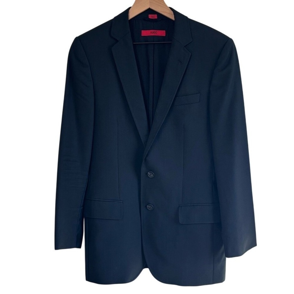 HUGO Hugo Boss Virgin Wool Navy Slim Fit‎ Blazer Jacket 36R XS